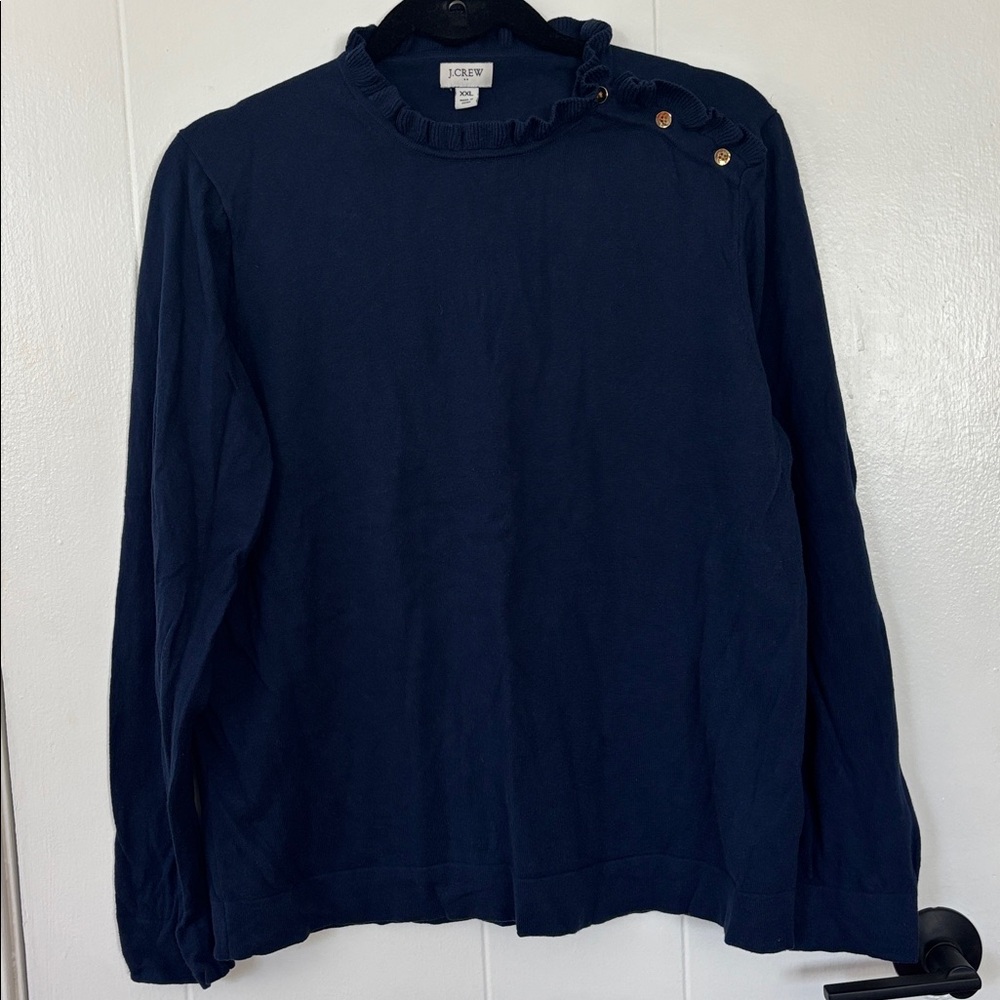 J. Crew Factory Woman’s Navy Ruffle Sweater - Size XXL